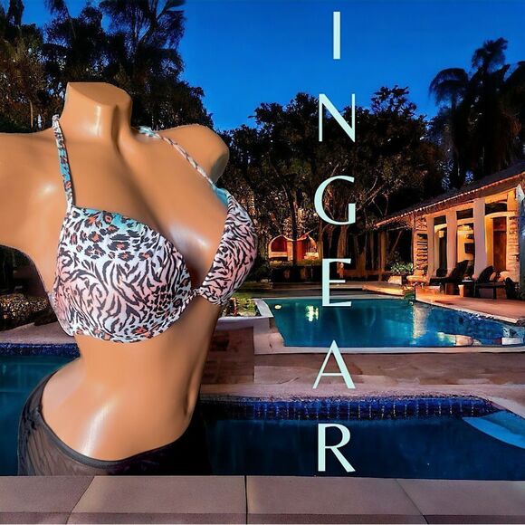 INGEAR SWIMWEAR l Bikini Top l Animal Print l Underwire, Padded l M l EUC - Picture 1 of 10
